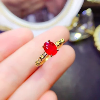 Кольцо с натуральным рубином, сертифицированное серебро 925 пробы, красный драгоценный камень 6x8 мм, подарок девушке на праздник, бесплатная доставка товара