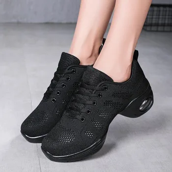 2023 новая дышащая обувь для квадратного танца с сетчатой поверхностью, спортивная обувь для танцев с плетением Shu Fei, женская обувь с высокой эластичной подошвой