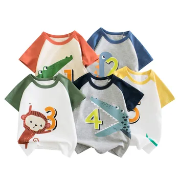 Летняя детская одежда 2023 года, футболка с короткими рукавами для маленьких мальчиков, хлопковая одежда для маленьких девочек, нижние рубашки, топы