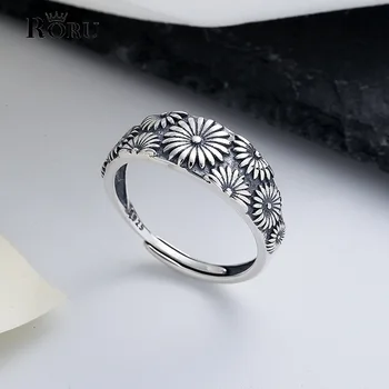 Ретро Серебряное кольцо с цветком S925, Регулируемые Кольца для женщин, Юбилейная вечеринка, Ретро Ювелирные Аксессуары в корейском стиле панк 2021