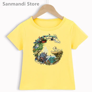 лидер продаж 2021 года, забавная детская одежда Totoro Studio Ghibli, футболка с принтом аниме для девочек/мальчиков, футболка в стиле харадзюку, забавная футболка с Хаяо Миядзаки