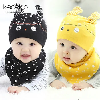 Новое поступление, модный детский нагрудник и шапочка из 100% хлопка для новорожденных, комплект детской одежды (шапочка/нагрудник)