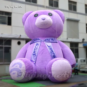 Гигантский рекламный надувной плюшевый мишка Высотой 6 м, Фиолетовая надувная модель плюшевого мишки для украшения здания торгового центра