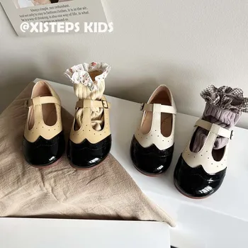 Элегантные Кожаные туфли Мэри Джейн для маленьких Принцесс для девочек; нескользящие вечерние модельные туфли для малышей; школьная обувь с Т-образным ремешком для девочек от 2 до 10 лет