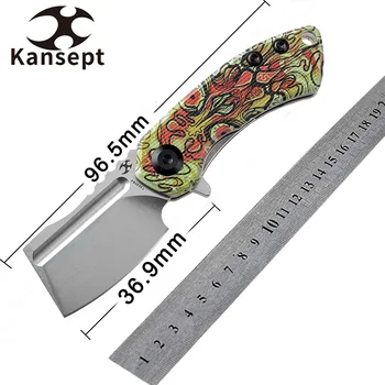 Складные ножи Kansept Cleaver Mini Korvid T3030B4 с острым Лезвием 154 см и принтом нежити G10-Фиолетово-желтая ручка для EDC