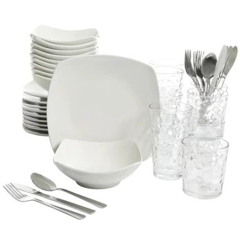 Комбинированный набор Gibson Home Everyday из 48 предметов для кухни Essentials белого цвета