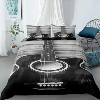 Tröster Abdeckung Set Einhorn Gedruckt Bettdecke Für Kinder Jungen Mädchen Teens Tier Muster Musik Gitarre Bettwäsche Decor Quil