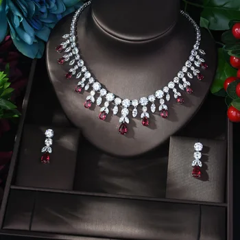 Модное блестящее свадебное ожерелье с кубическим цирконием AAA, Ювелирный набор для женщин, Аксессуары для свадебного платья, ансамбль бижутерии N-1173