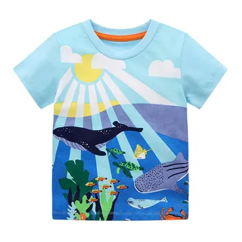 Jumping Meters / Новое поступление, футболки с принтом морских обитателей Для мальчиков и девочек, хлопковые детские футболки, Летние повседневные топы для маленьких девочек
