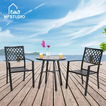 Металлический набор для патио-бистро MF Studio из 3 предметов, уличная акцентная мебель для двора, веранды и сада, черный
