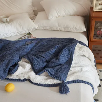 Двойное фланелевое вязаное одеяло с бахромой в виде сердца девушки-ветра, покрывало для одеяла, зимнее одеяло на диване из овечьего пуха, подходящее для сна голышом