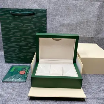 Фабричная розетка зеленого цвета С оригинальной деревянной коробкой для часов и Буклетом, Роскошный Брендовый чехол с карточкой, изготовленные на заказ часы AAA в подарок