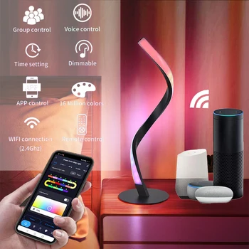 Современная настольная лампа RGB LED smart light, красочная креативная прикроватная лампа с регулируемой яркостью для спальни, декор отеля, атмосфера Tiktok, ночная подсветка