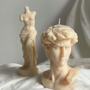 Художественная Портретная скульптура Свеча Силиконовая форма Богиня Венера Давид Изготовление Свечей Украшение для дома