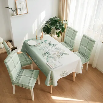 Скандинавская простая хлопчатобумажная льняная ткань для гостиной, нескользящий водонепроницаемый прямоугольный коврик для стола