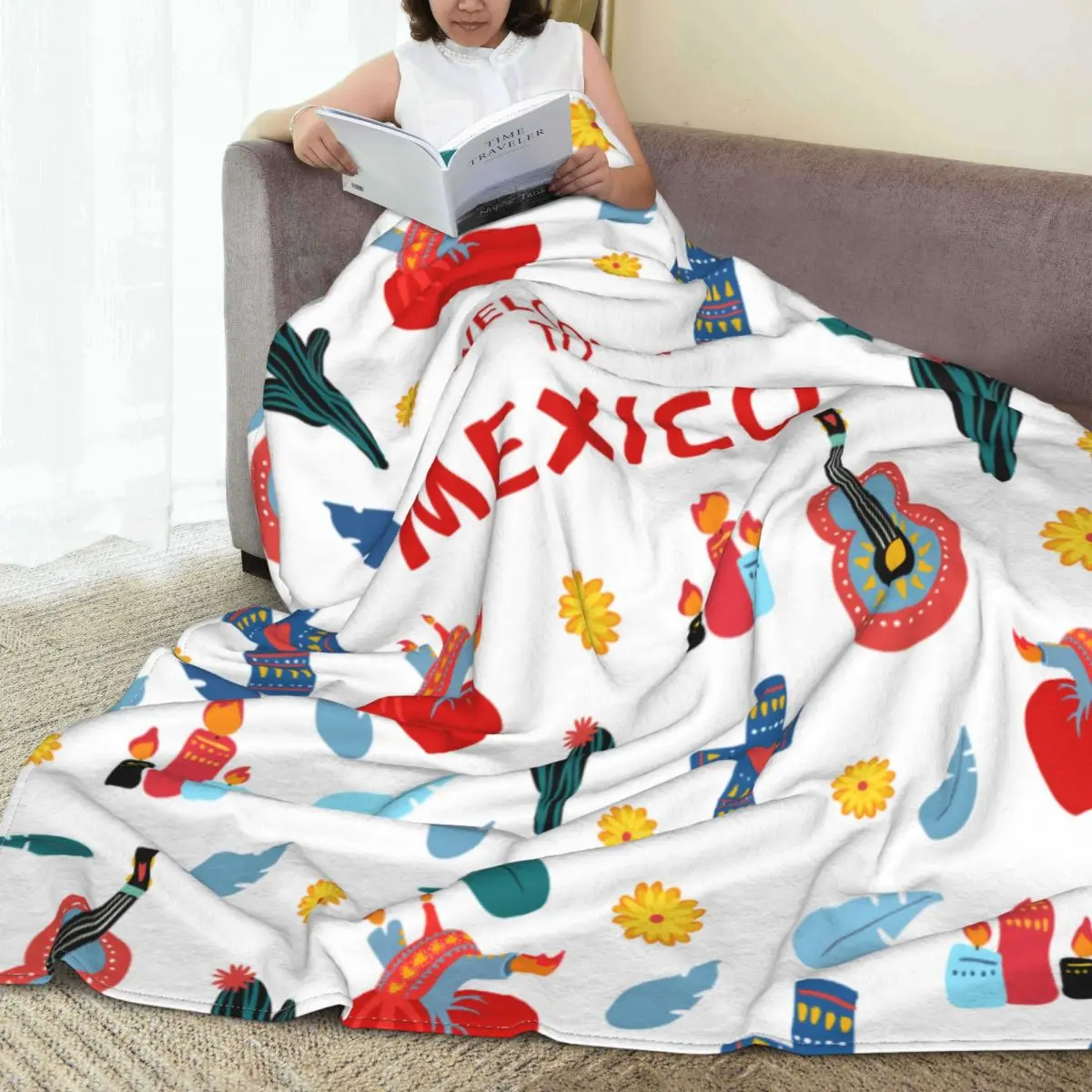 Мексиканское одеяло, ультрамягкие Уютные цветущие цветы, Декоративное фланелевое одеяло на весь сезон для дома, дивана, кровати, кресла, путешествий 3