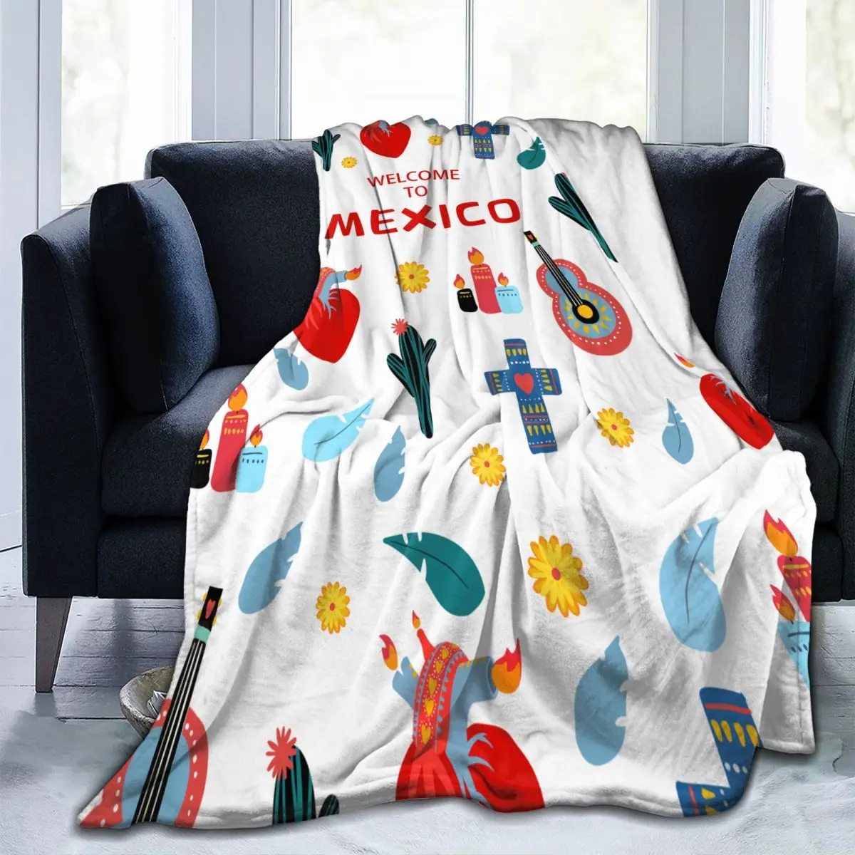 Мексиканское одеяло, ультрамягкие Уютные цветущие цветы, Декоративное фланелевое одеяло на весь сезон для дома, дивана, кровати, кресла, путешествий 5