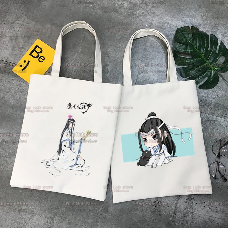 Mo Dao Zu Shi Graphic Wei Wuxian Lan Wangji Милая Холщовая сумка Женская сумка Для Покупок Через Плечо Дизайнерские Сумки Shoping Tote Bag 0