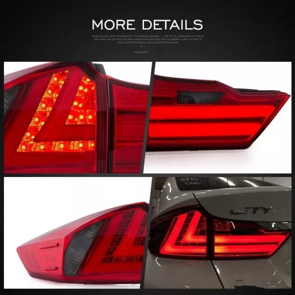 Аксессуары для светодиодных задних фонарей Honda City 2014 2015 2016 2017 Автомобильные светодиодные стоп-сигналы, противотуманные фары, светодиодные задние фонари в сборе 2