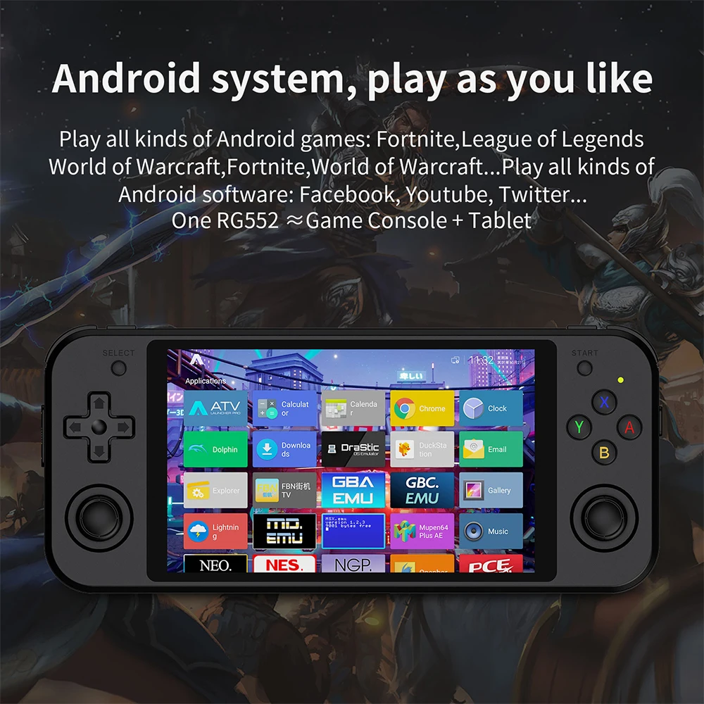 2022 Новый Ретро-плеер для портативной игровой консоли RG552 с 5,36-дюймовым IPS экраном, Поддержка Linux Android с двойной системой для PS1 5