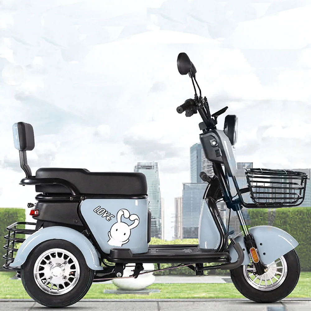 Трехколесный Электрический трехколесный велосипед, самокат с горизонтальным прибором, Двойная тормозная система, Передний гидравлический амортизатор 2
