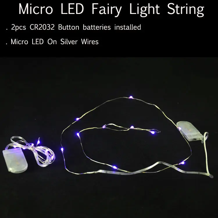 100 шт./лот, ячейка CR2032 с батарейным питанием, 20 светодиодных рождественских гирлянд из микро риса, гирлянда из серебряной проволоки, Микро-светодиодный Звездный светильник для декора 1