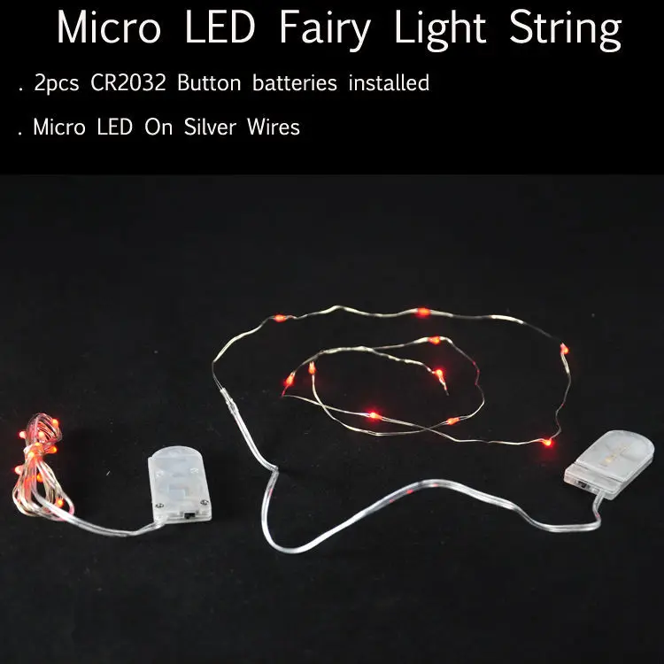 100 шт./лот, ячейка CR2032 с батарейным питанием, 20 светодиодных рождественских гирлянд из микро риса, гирлянда из серебряной проволоки, Микро-светодиодный Звездный светильник для декора 2