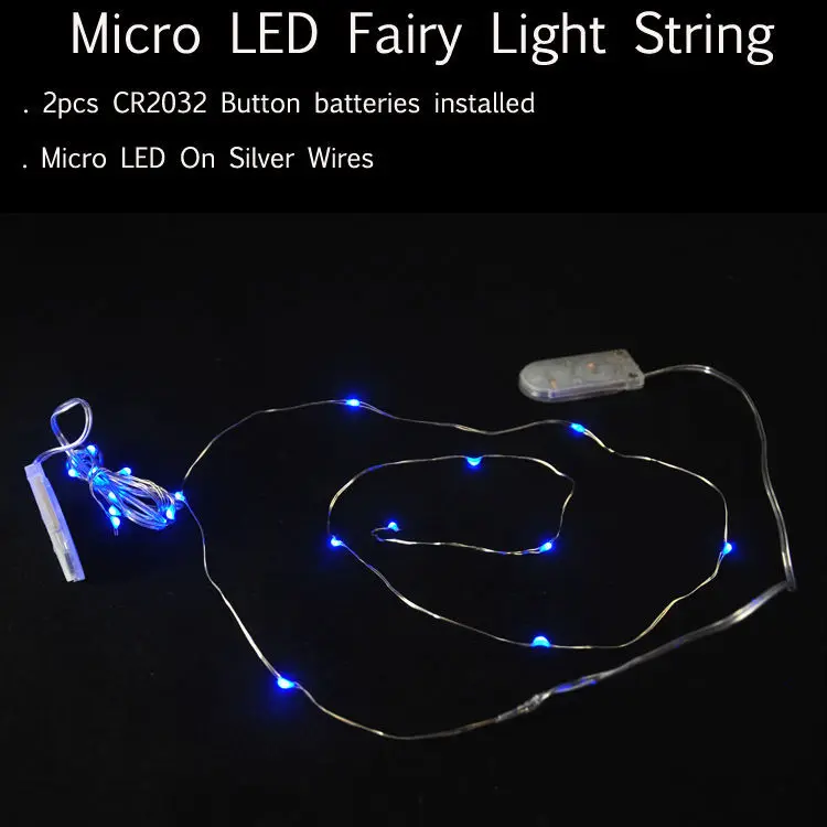 100 шт./лот, ячейка CR2032 с батарейным питанием, 20 светодиодных рождественских гирлянд из микро риса, гирлянда из серебряной проволоки, Микро-светодиодный Звездный светильник для декора 3