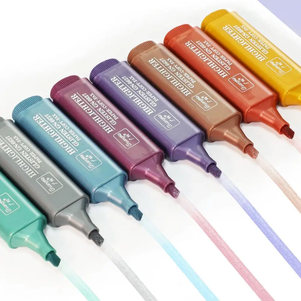 Цветной Маркер Flash Highlighter 8 Цветов С Наклонной Головкой На Водной Основе Без Запаха Для Фокусировки, Маркер-ручка, Маркеры Для Классификации K7R9 1
