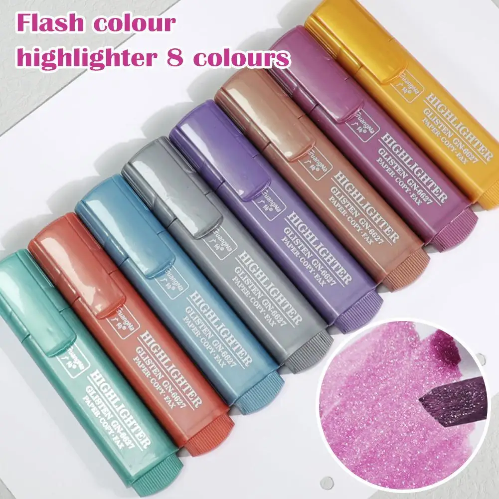 Цветной Маркер Flash Highlighter 8 Цветов С Наклонной Головкой На Водной Основе Без Запаха Для Фокусировки, Маркер-ручка, Маркеры Для Классификации K7R9 5