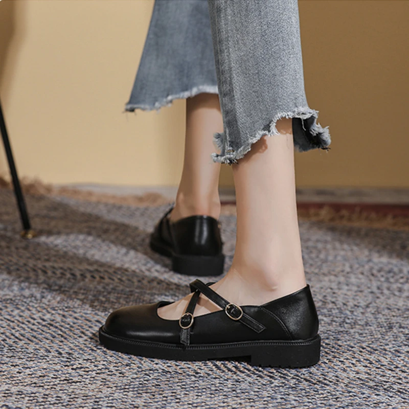 Обувь Мэри Джейн, Женская Кожаная обувь, Супер Мягкая Новая Униформа в стиле Японского колледжа, Тонкие туфли, Женская обувь на плоской подошве в британском Стиле 1