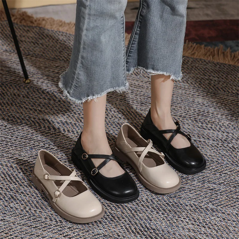 Обувь Мэри Джейн, Женская Кожаная обувь, Супер Мягкая Новая Униформа в стиле Японского колледжа, Тонкие туфли, Женская обувь на плоской подошве в британском Стиле 5