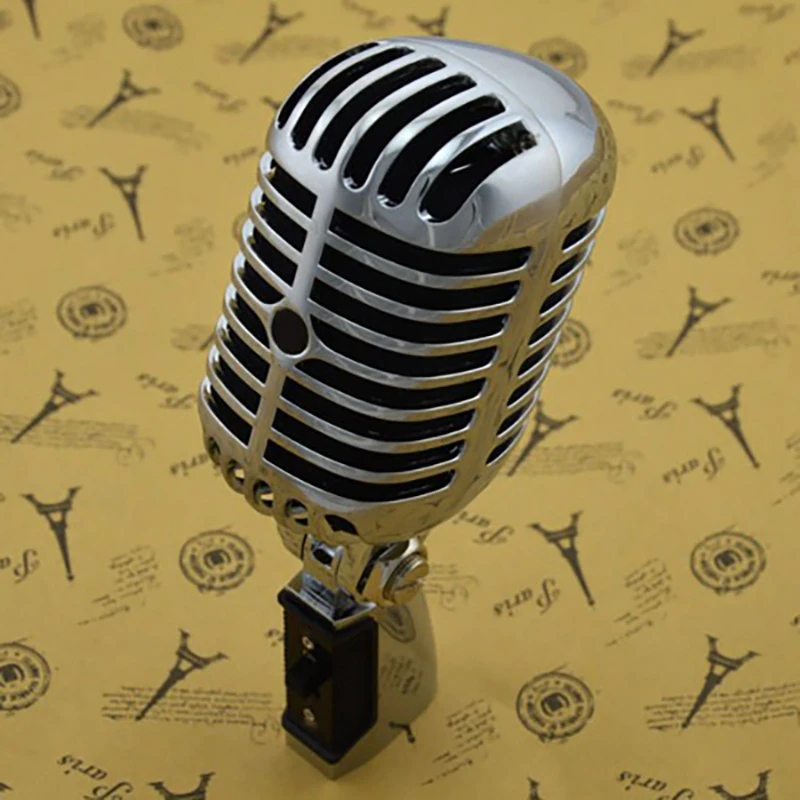 2X Профессиональных проводных винтажных классических микрофона Хорошего качества, динамический микрофон с подвижной катушкой, Роскошный Металлический вокальный микрофон Mike 2