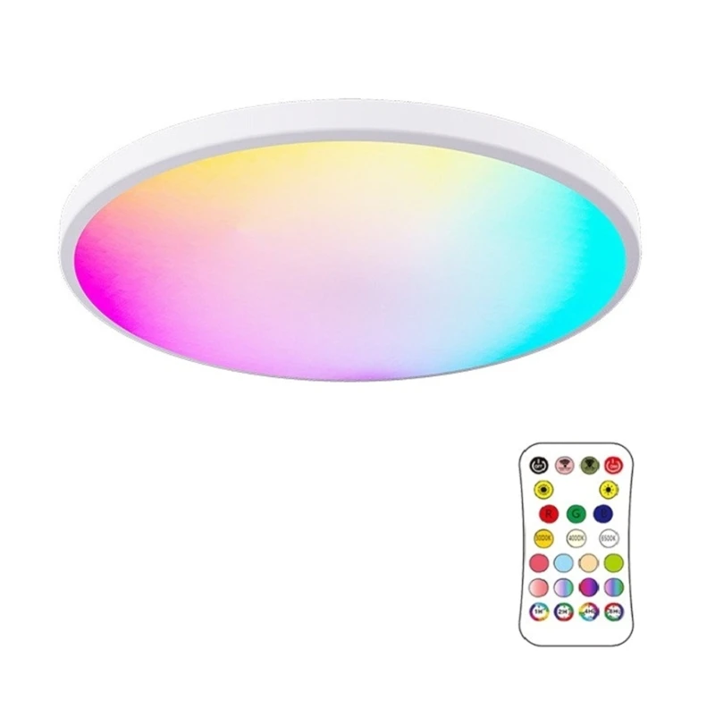 Цветные светодиодные лампы RGBCW мощностью 24 Вт с дистанционным управлением, Водонепроницаемый потолочный светильник для ванной комнаты, спальни, прихожей, кухни, вечеринки 2