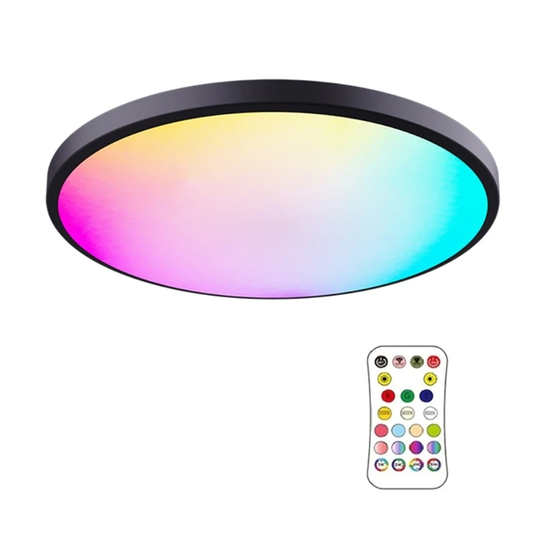 Цветные светодиодные лампы RGBCW мощностью 24 Вт с дистанционным управлением, Водонепроницаемый потолочный светильник для ванной комнаты, спальни, прихожей, кухни, вечеринки 4