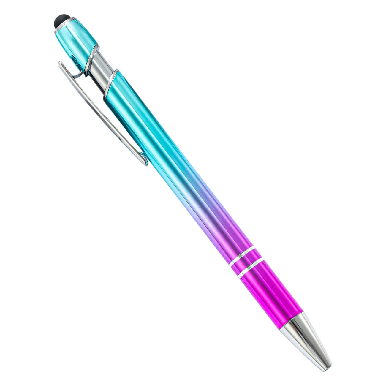 20 шт./лот, металлическая ручка градиентного цвета, оптовая продажа, градиентная алюминиевая шариковая ручка с логотипом, металлическая шариковая ручка с сенсорным экраном 4