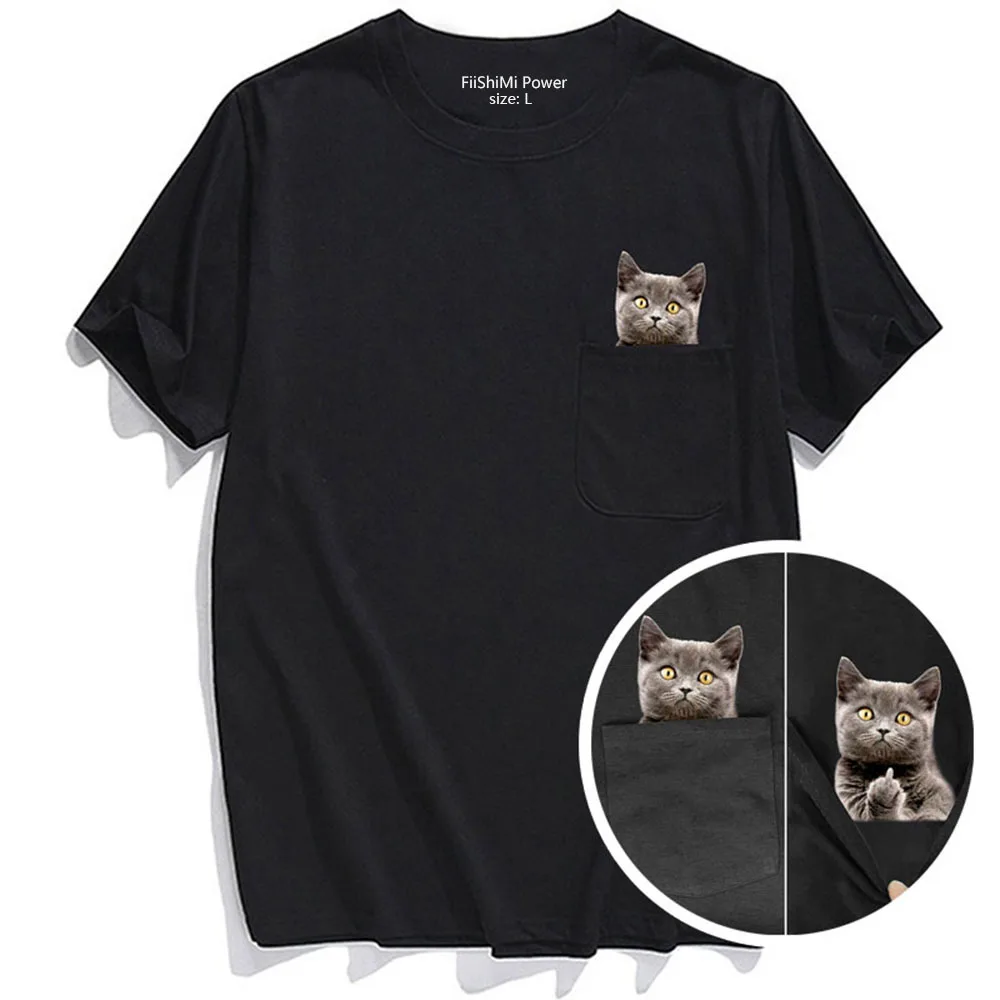 Женские рубашки, топы в стиле хип-хоп, забавные хлопковые футболки, футболка с животными, модная брендовая летняя футболка с принтом стикеров с изображением кота 4