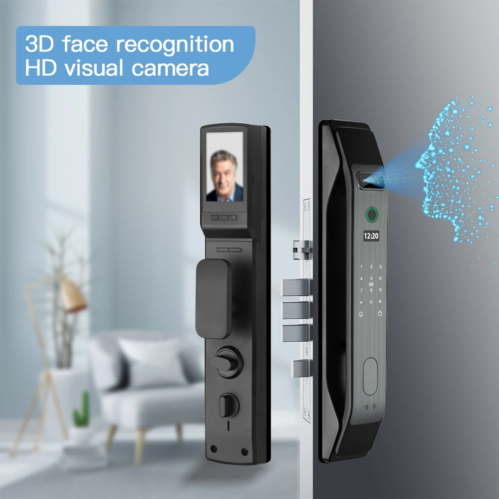 3D Электронный Дверной замок Zigbee Распознавание лица Tuya Биометрический Отпечаток пальца Умный Дверной замок с Глазком камеры 1