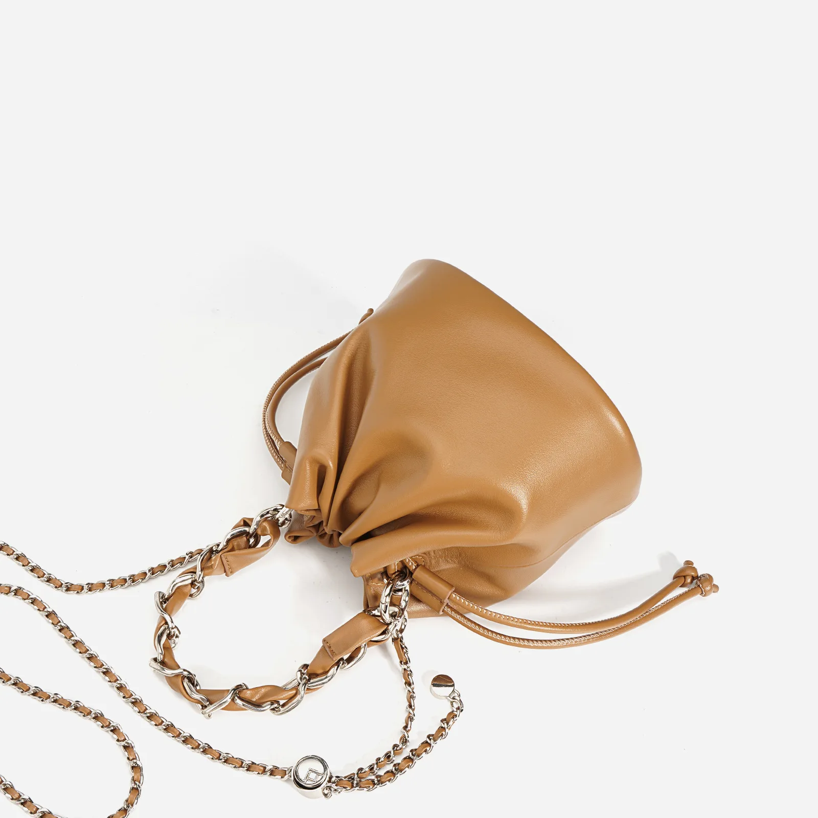 2023 Новое поступление, сумки-ведра из натуральной кожи для женщин, высококачественная сумка на шнурке через плечо с цепочкой, универсальные сумки 1
