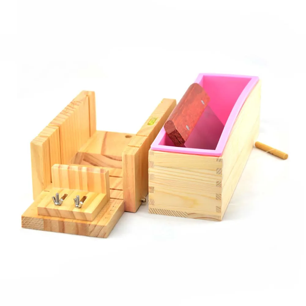 Принадлежности для мыловарения Регулируемая коробка для резки хлеба из дерева и набор волнистых режущих инструментов из нержавеющей стали 1