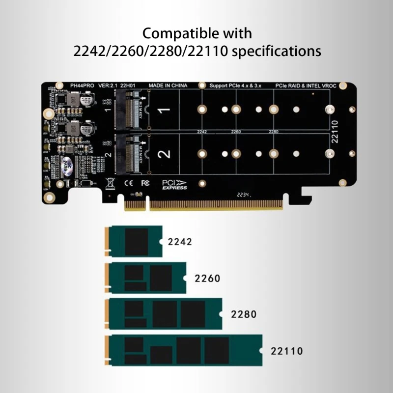Mini PCIEx16 Для.Твердотельный накопитель NVMEx4 с 2 М-ключами для адаптера расширения RAID для ПК 40JB 3