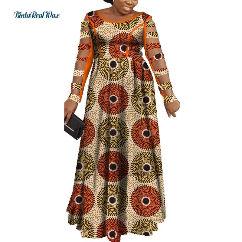 Женское платье, платья с принтом в африканском стиле, женское платье Русалки с длинным открытым рукавом, Вечернее платье Vestido Bazin, африканская одежда WY7565 1