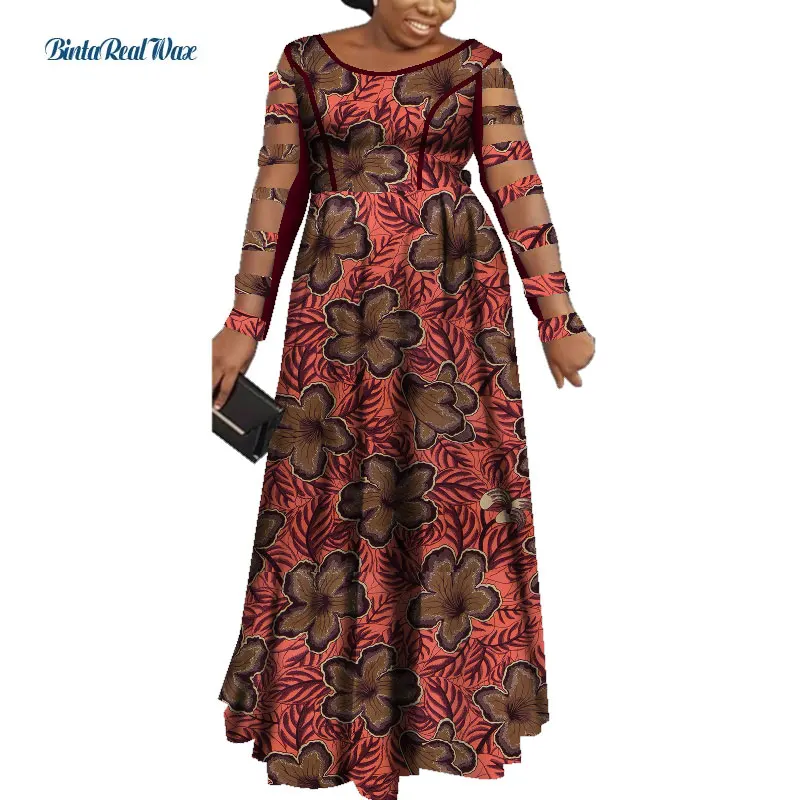 Женское платье, платья с принтом в африканском стиле, женское платье Русалки с длинным открытым рукавом, Вечернее платье Vestido Bazin, африканская одежда WY7565 2