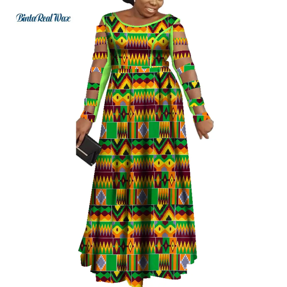 Женское платье, платья с принтом в африканском стиле, женское платье Русалки с длинным открытым рукавом, Вечернее платье Vestido Bazin, африканская одежда WY7565 3