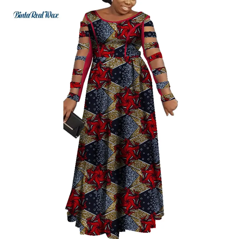 Женское платье, платья с принтом в африканском стиле, женское платье Русалки с длинным открытым рукавом, Вечернее платье Vestido Bazin, африканская одежда WY7565 4