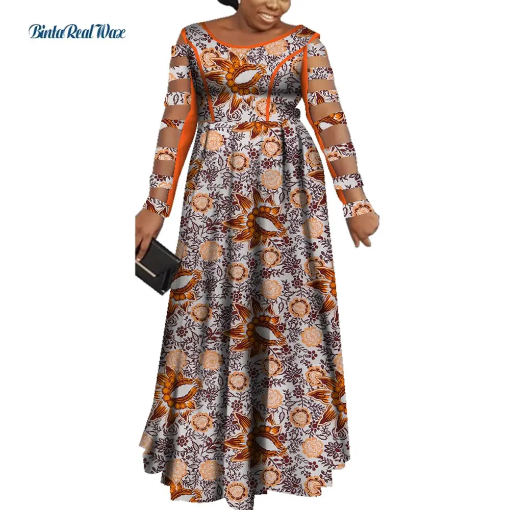 Женское платье, платья с принтом в африканском стиле, женское платье Русалки с длинным открытым рукавом, Вечернее платье Vestido Bazin, африканская одежда WY7565 5