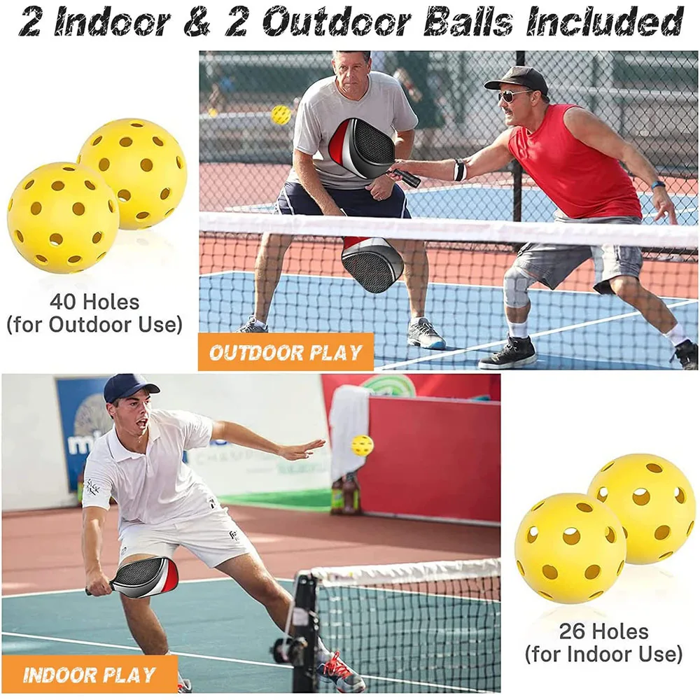 Набор деревянных ракеток для пиклбола - Набор ракеток для начинающих, Fun Racquet Sport Включает деревянные лопатки для пиклбола, 4 пиклбола, 1 сумку для переноски 3