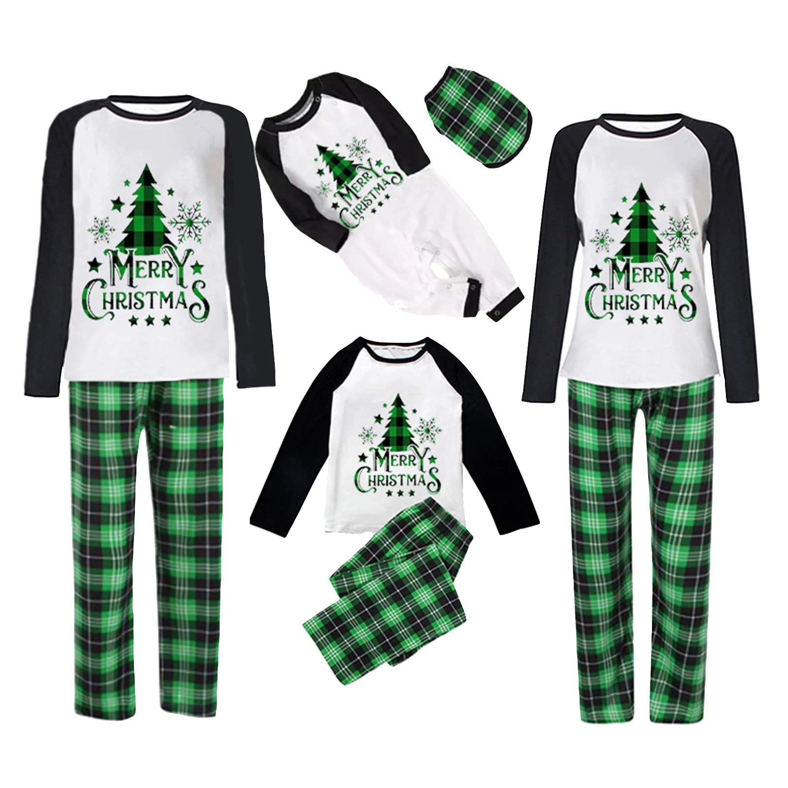 2023 Новый Семейный пижамный комплект с буквенным принтом в виде Рождественской елки, топы с круглым вырезом и длинными рукавами, Клетчатые Длинные брюки для родителей и детей 3