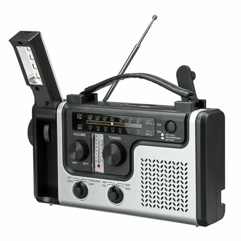 Портативное радио FM AM, Солнечный коротковолновый радиоприемник, аварийное радио с фонариком для кемпинга, пеших прогулок с аккумулятором питания 2