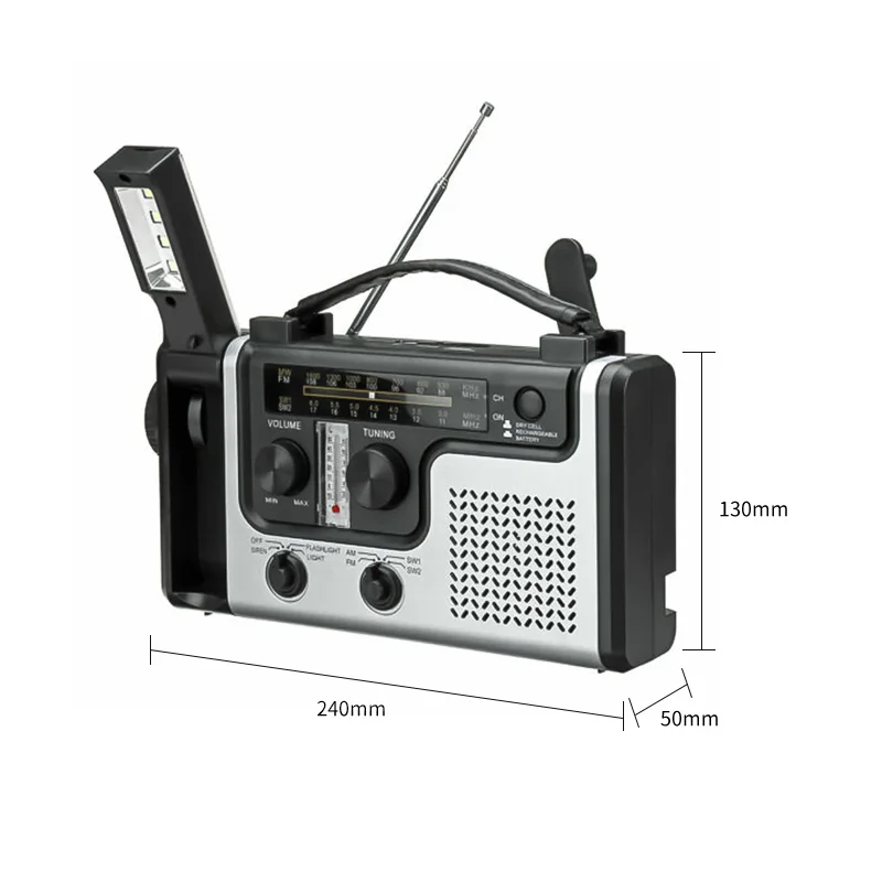 Портативное радио FM AM, Солнечный коротковолновый радиоприемник, аварийное радио с фонариком для кемпинга, пеших прогулок с аккумулятором питания 3
